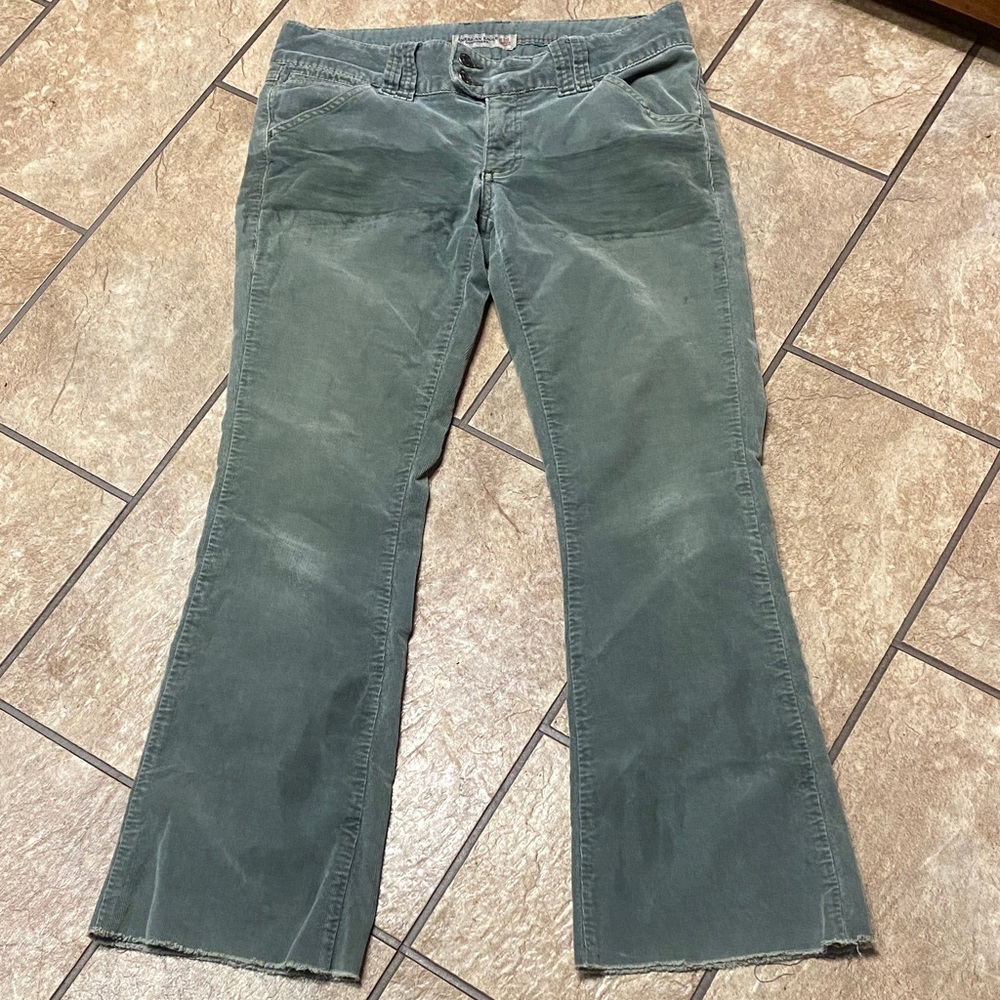 American Eagle Outfitters Light Green Size 4 Corduroy Destressed Pants Fall